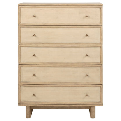 Kailani 5-drawer Bedroom Chest of Drawers Beige Oak