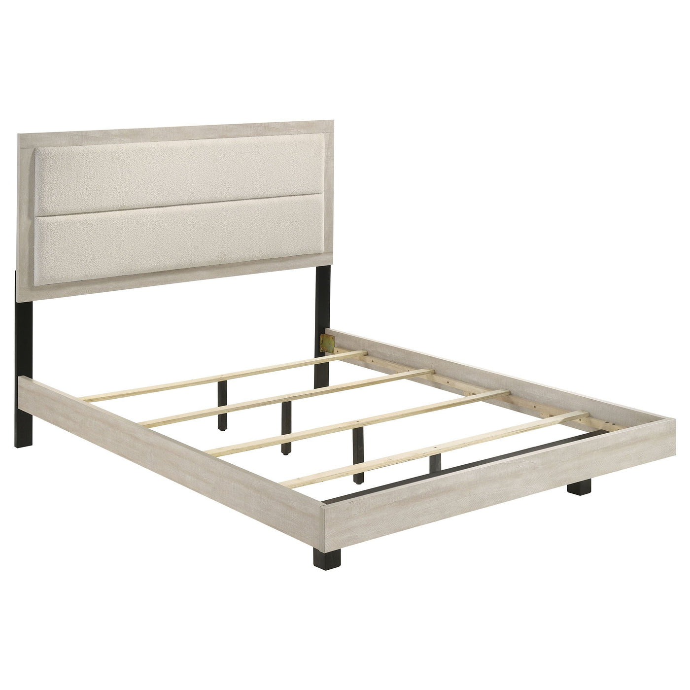 Cama Trenton de 54 pulgadas con paneles de madera color crema rústico