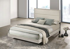 Cama Trenton de 54 pulgadas con paneles de madera color crema rústico