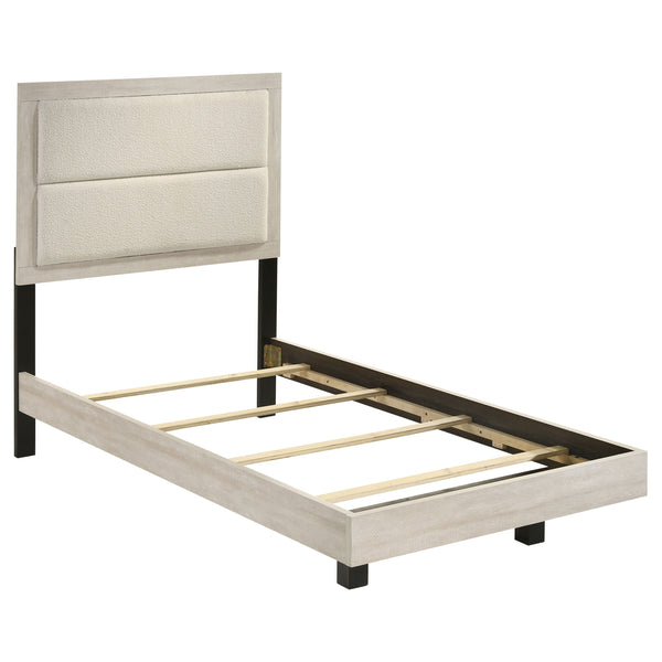 Cama Trenton de 54 pulgadas con paneles de madera individuales, color crema rústico