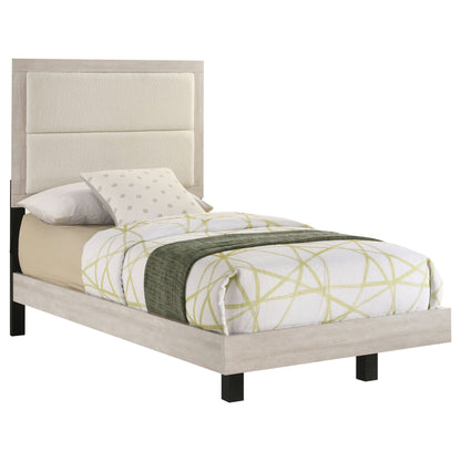 Cama Trenton de 54 pulgadas con paneles de madera individuales, color crema rústico