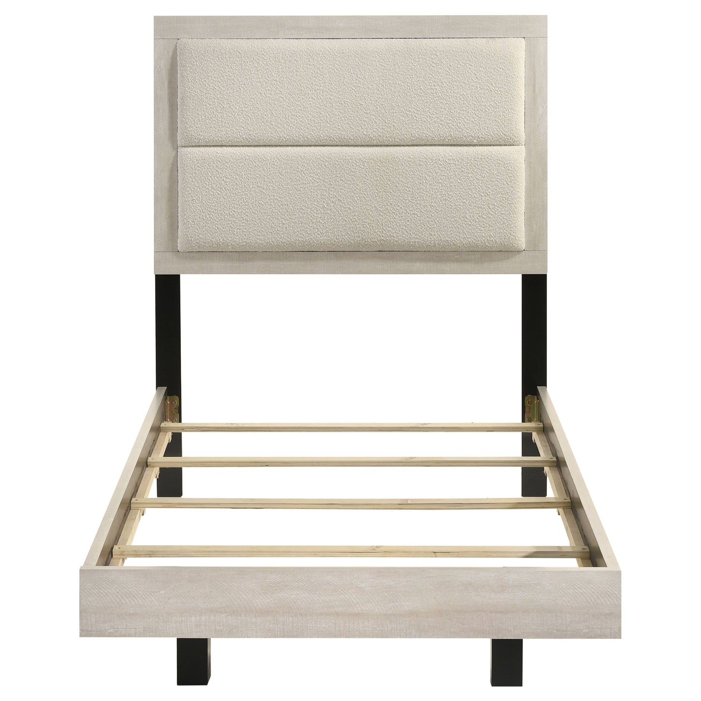 Cama Trenton de 54 pulgadas con paneles de madera individuales, color crema rústico