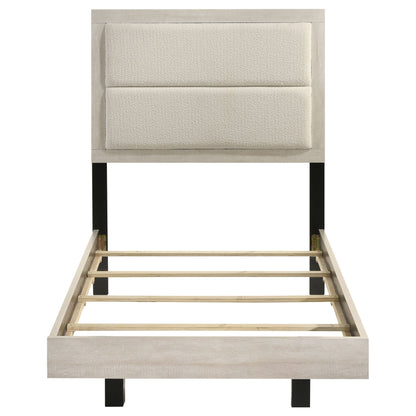 Cama Trenton de 54 pulgadas con paneles de madera individuales, color crema rústico