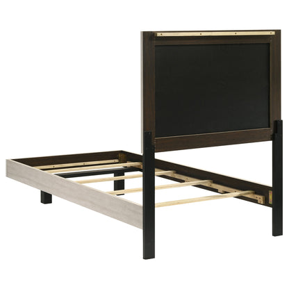 Cama Trenton de 54 pulgadas con paneles de madera individuales, color crema rústico