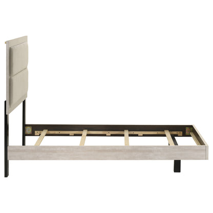Cama Trenton de 54 pulgadas con paneles de madera individuales, color crema rústico