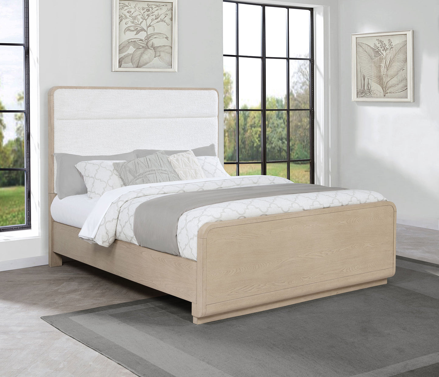 Cama con panel Ladera de 56 pulgadas, olmo claro
