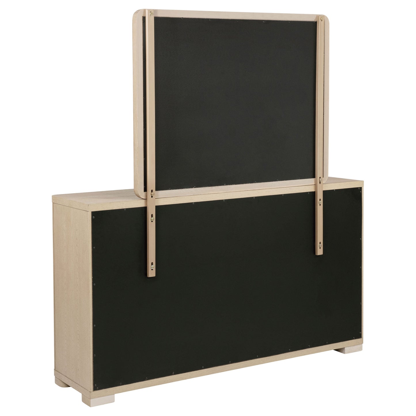 Cómoda y espejo de dormitorio Ladera de 6 cajones en olmo claro