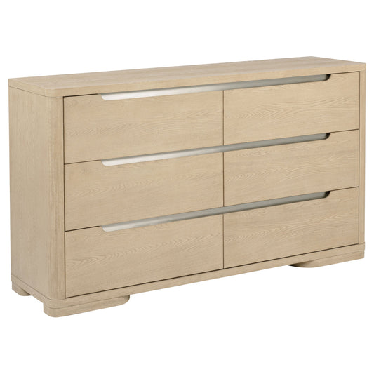 Ladera 6-drawer Bedroom Dresser and Mirror Light Elm