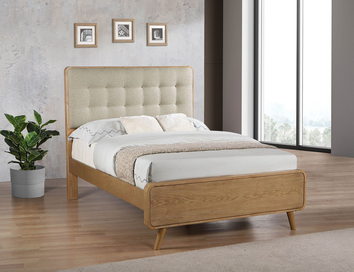 Cama de plataforma Robyn Wood en nogal oscuro