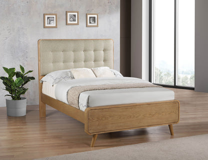 Cama de plataforma Robyn Wood en nogal oscuro