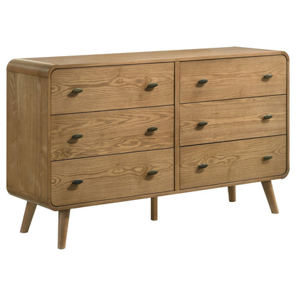 Robyn 6-drawer Bedroom Dresser and Mirror Light Ash