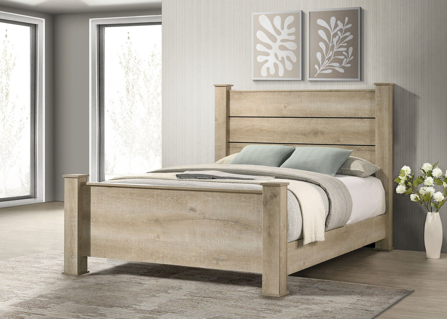 Oakglen 55-inch  Panel Bed Weathered Oak