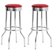 Taburete de bar giratorio de metal tapizado retro rojo (juego de 2)