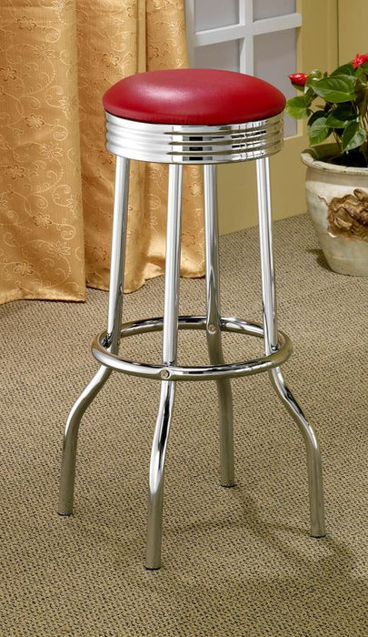 Theodore Upholstered Top Bar Stools Red and Chrome