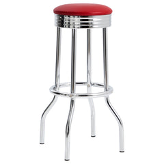 Taburete de bar giratorio de metal tapizado retro rojo (juego de 2)