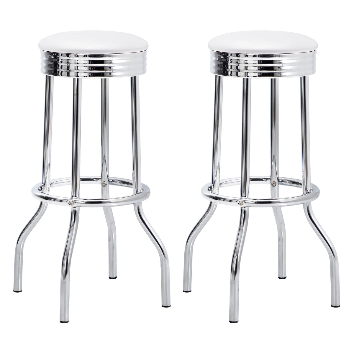 Retro Upholstered Metal Swivel Bar Stool Red (Set of 2)