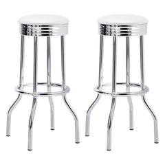 Retro Upholstered Metal Swivel Bar Stool Red (Set of 2)