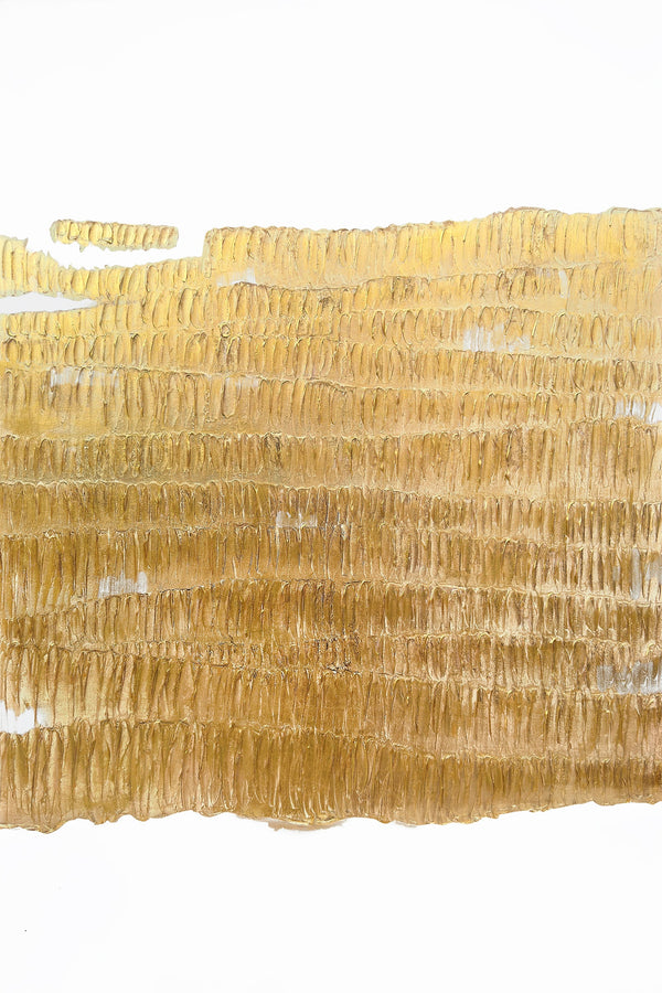 ''Radiant Gold Impression'' Hand-painted Wrapped Canvas