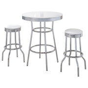Mesa de bar redonda retro de estilo bistró, años 50, color blanco