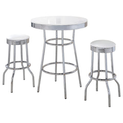 Mesa de bar redonda retro de estilo bistró, años 50, color blanco