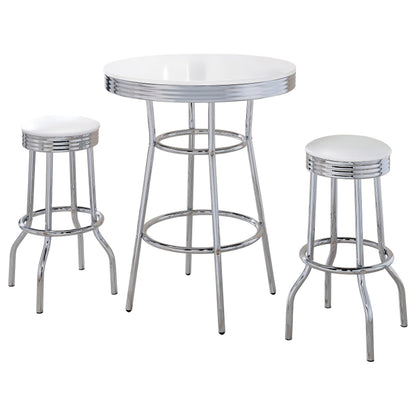 Retro Round 1950s Bistro Pub Bar Table Set White