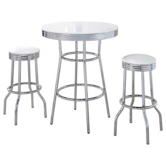 Retro Round 1950s Bistro Pub Bar Table Set White