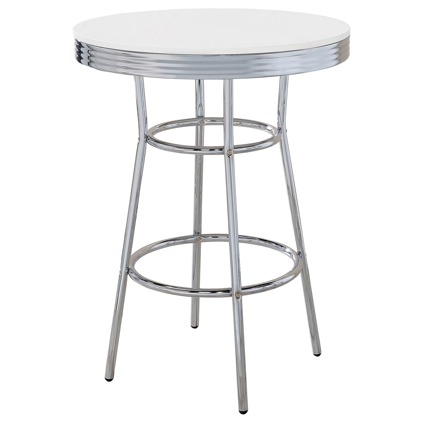 Retro Round 1950s Bistro Pub Bar Table Set White