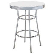 Mesa de bar redonda retro de estilo bistró, años 50, color blanco