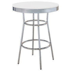 Mesa de bar redonda retro de estilo bistró, años 50, color blanco
