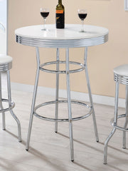 Mesa de bar redonda retro de 76 cm, estilo bistró, estilo pub, de los años 50, color blanco