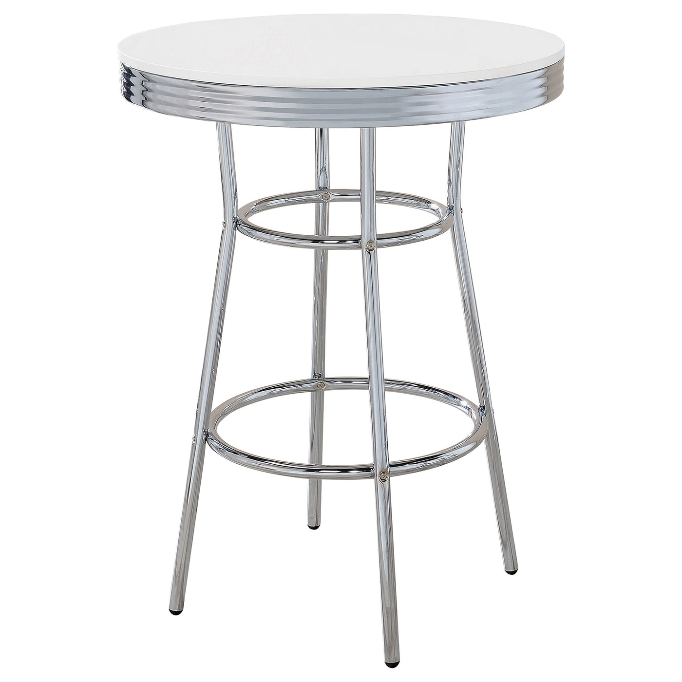 Mesa de bar redonda retro de 76 cm, estilo bistró, estilo pub, de los años 50, color blanco