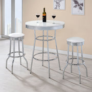 Mesa de bar redonda retro de 76 cm, estilo bistró, estilo pub, de los años 50, color blanco
