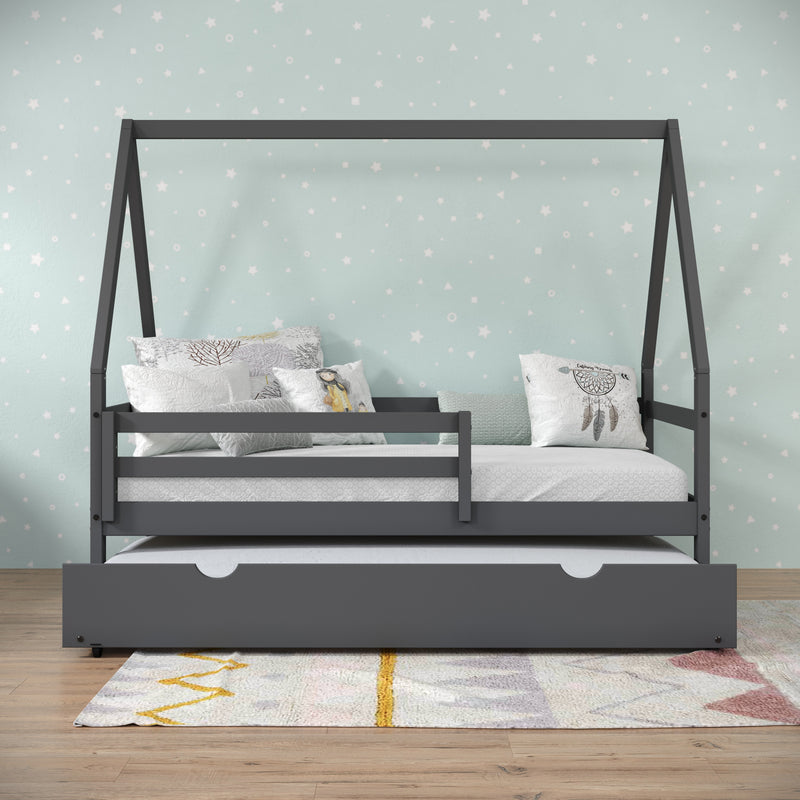 A-Frame Modern House Bed with Trundle