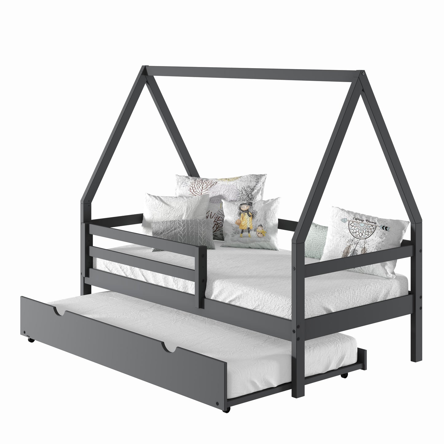 A-Frame Modern House Bed with Trundle