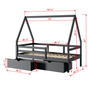 A-Frame Modern House Bed with Dual Underbed Drawers