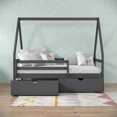 A-Frame Modern House Bed with Dual Underbed Drawers