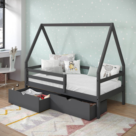A-Frame Modern House Bed with Dual Underbed Drawers