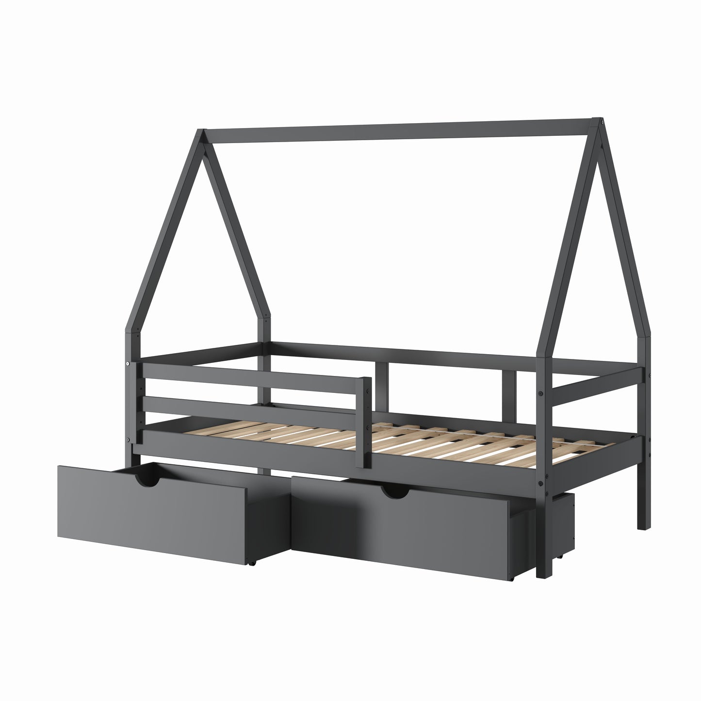 A-Frame Modern House Bed with Dual Underbed Drawers