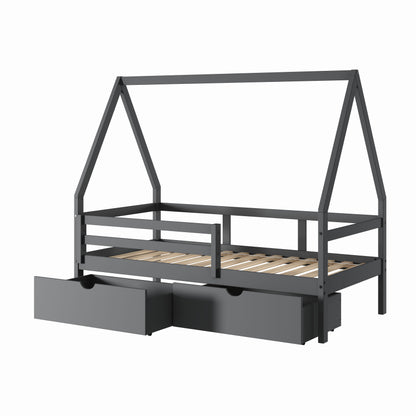 A-Frame Modern House Bed with Dual Underbed Drawers