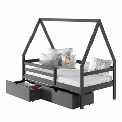 A-Frame Modern House Bed with Dual Underbed Drawers