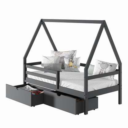 A-Frame Modern House Bed with Dual Underbed Drawers