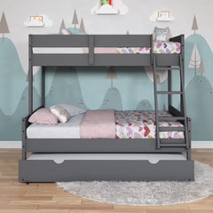 Low Board Panel Twin Over Full Bunkbed with Twin Trundle