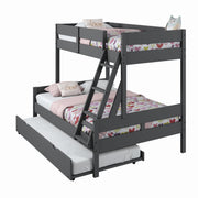 Low Board Panel Twin Over Full Bunkbed with Twin Trundle
