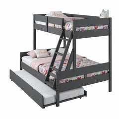 Low Board Panel Twin Over Full Bunkbed with Twin Trundle