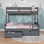 Low Board Panel Twin Over Full Bunkbed with Dual Underbed Drawers