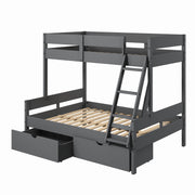 Low Board Panel Twin Over Full Bunkbed with Dual Underbed Drawers