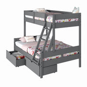 Low Board Panel Twin Over Full Bunkbed with Dual Underbed Drawers