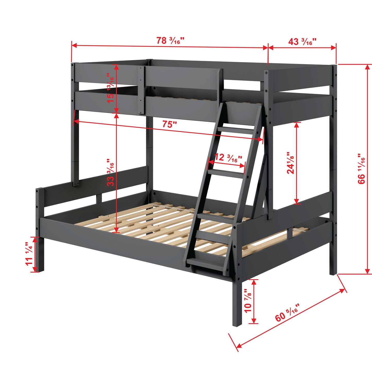 Low Board Panel Twin Over Full Bunkbed