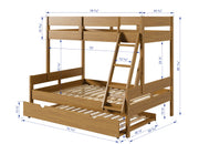 Low Board Panel Twin Over Full Bunkbed with Twin Trundle