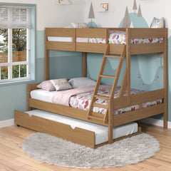 Low Board Panel Twin Over Full Bunkbed with Twin Trundle